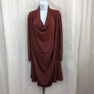 All Saints Womens Dress Amei Long Sleeve Draped Burgunday Cupro Mini Size 0